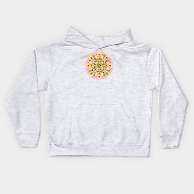 Pink Carousel Mandala Kids Hoodie by PatriciaSheaArt